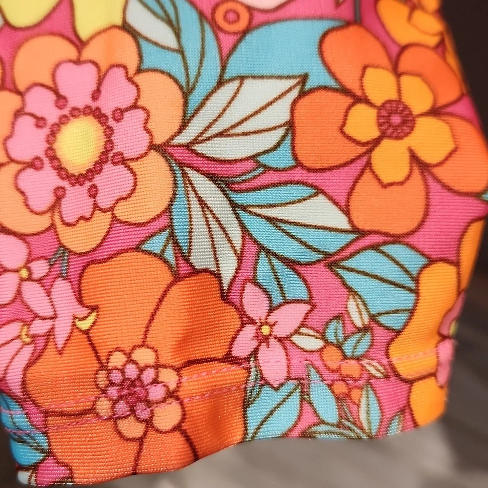 EUC Cat & Jack Multicolored Flowers One Piece Girls Sz L (10/12) Swimsuit - Picture 6 of 8